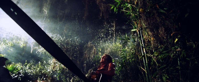 Victor Crowley (Kane Hodder)'s giant chainsaw in Hatchet II (2011)